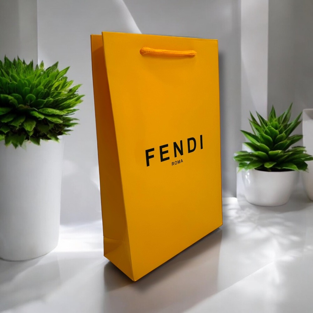 New Yellow Fendi Mini Gift Bag 11.5x7.5x3 Small Luxury Shopping Tote