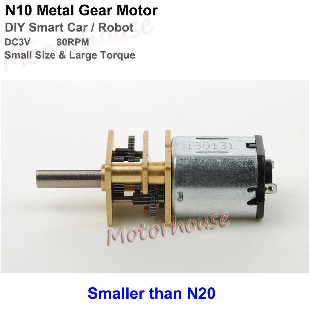 DC 3V 80RPM Slow Speed Large Torque N10 Mini Full Metal Gearbox Gear Motor Robot