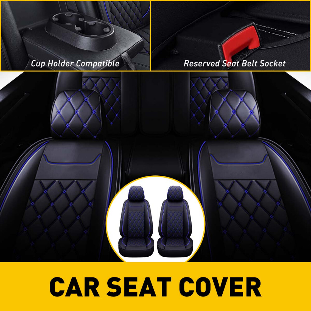 KIT FRONT+REAR BLACK Leather Seat Car Cover Fit For Chevy Silverado GMC Sierra H