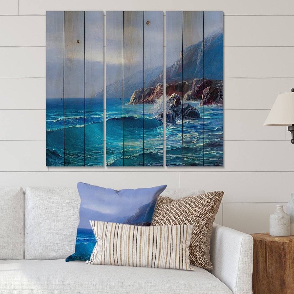 Designart 'Morning On Sea Wave Paints On A Canvas' Nautical
