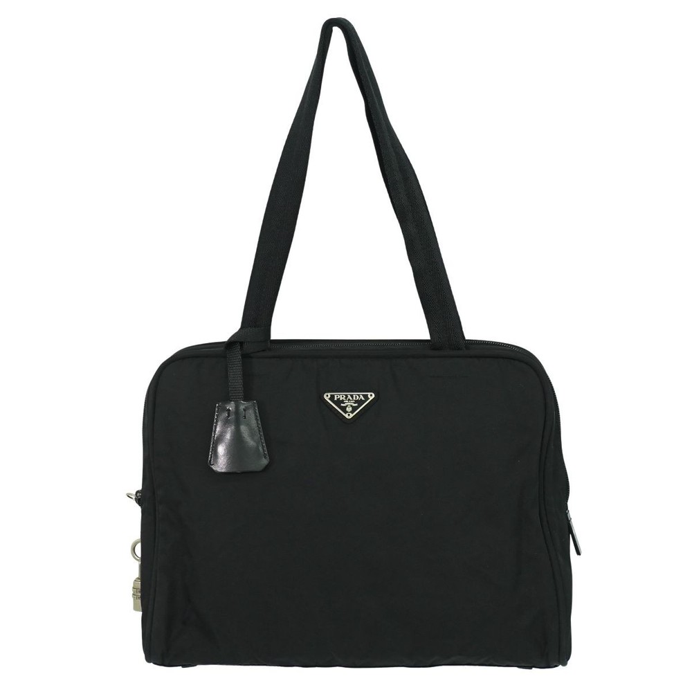 RARE Authentic PRADA Black Nylon Shoulder Tote Bag Pre-Owned