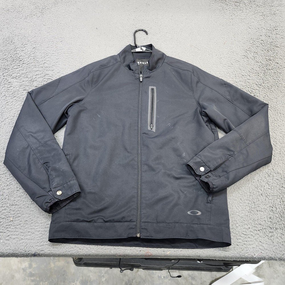 Oakley Jacket Mens Small Black Softshell Windbreaker Full Zip Pocket Outdoor