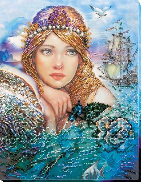Bead embroidery kit Mermaid needlework kit Art canvas beadwork pattern