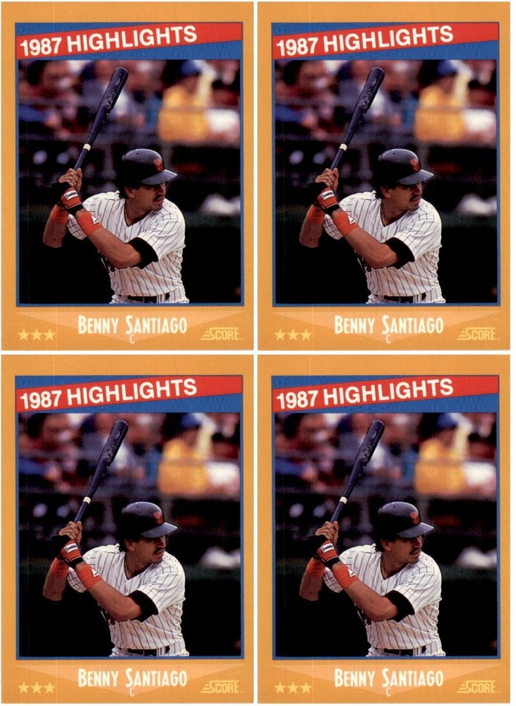 (4) 1988 Score #654 Benny Santiago San Diego Padres Card Lot