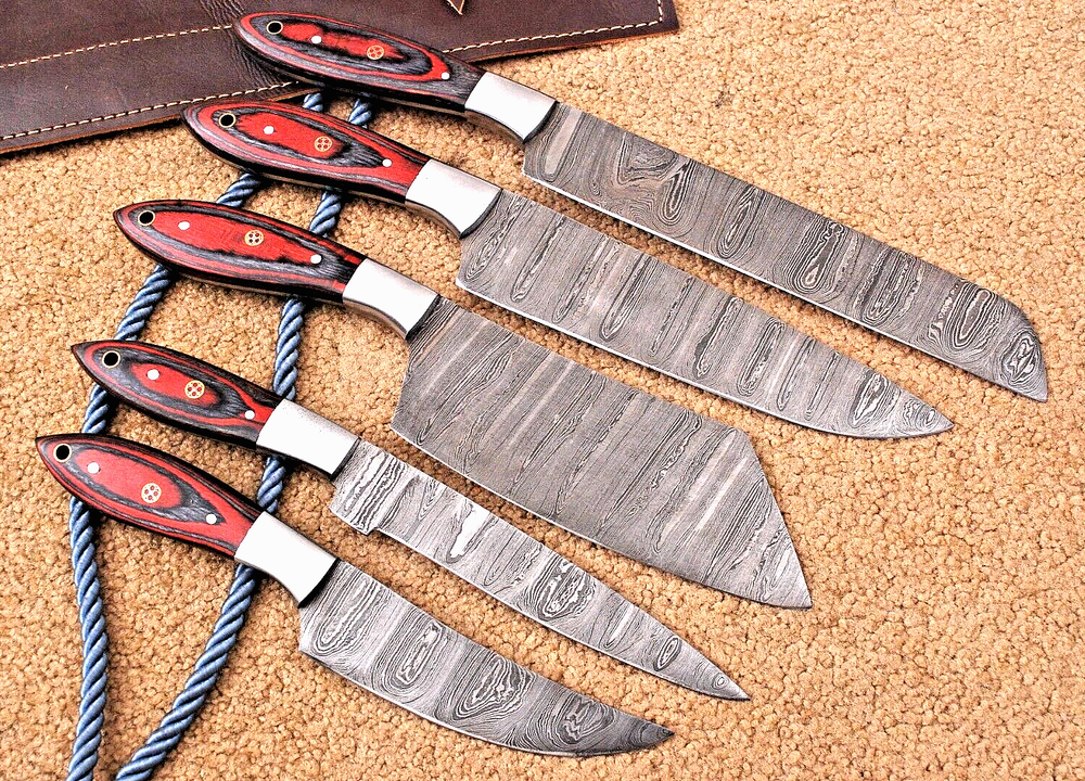 Custom made Hand FORGED DAMASCUS STEEL CHEF KNIFE SET Kitchen Knives 1842