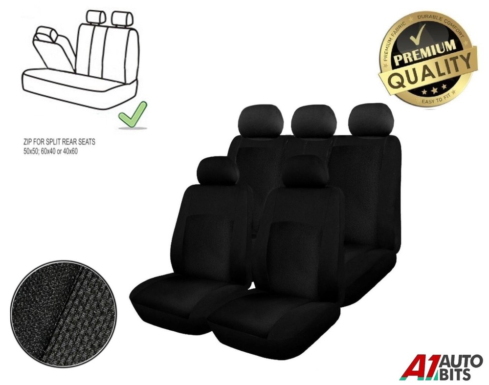 Car Split Rear Seat Covers Full Set Black Premium Fabric For Fiat Seat Volvo