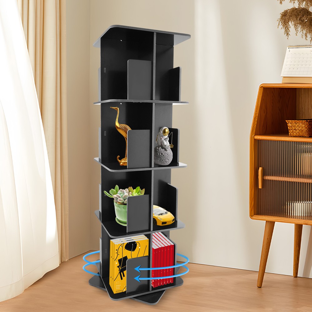 4-Tier 360° Rotating Corner Bookcase Standing Shelf 50.5 Inches