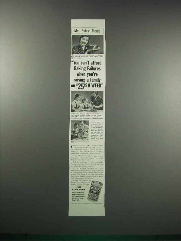 1938 Royal Baking Powder Ad - Can't Afford Failures