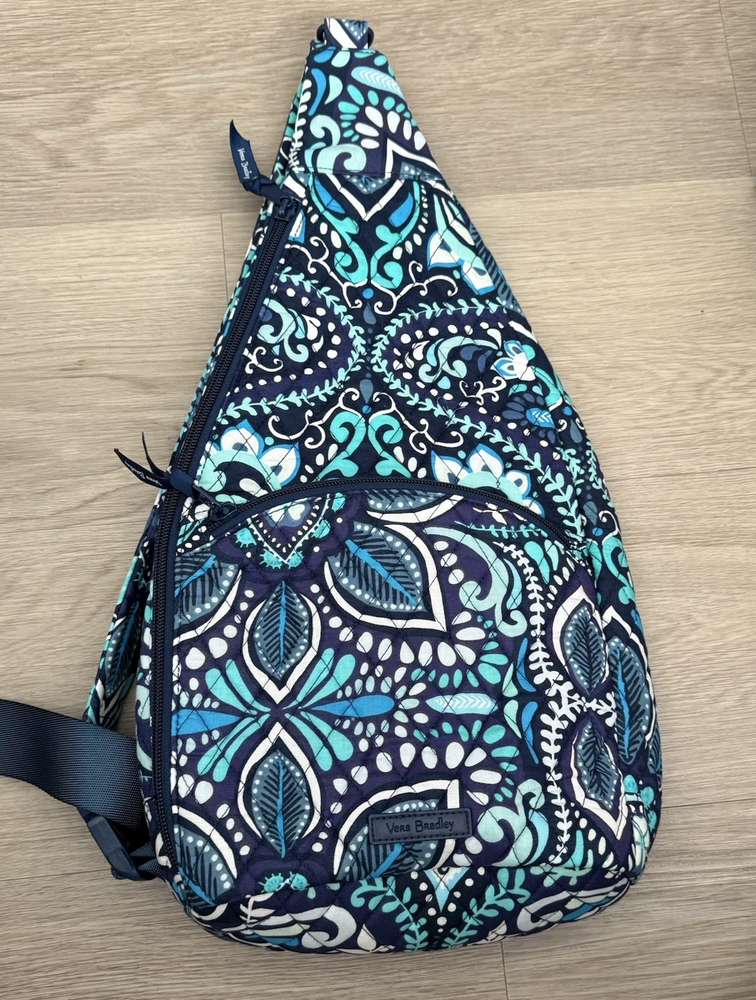 Vera Bradley Blue Island Medallion Essential Sling 13” backpack adjustable strap