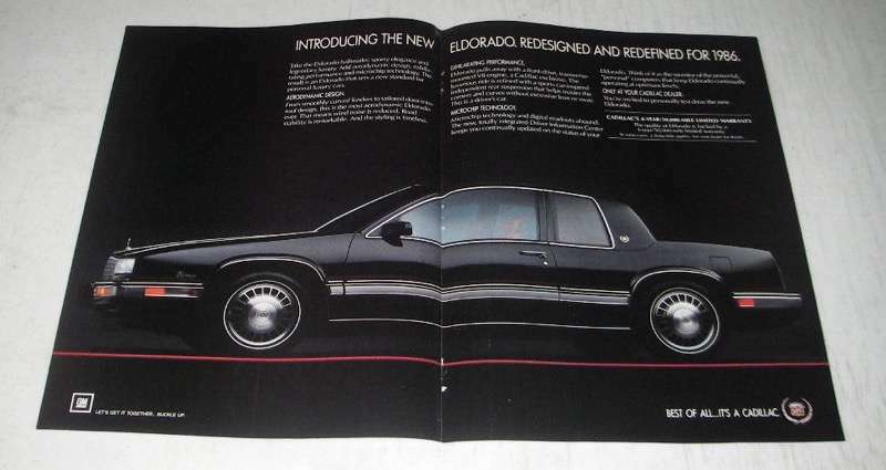 1986 Cadillac Eldorado Redesigned Redefined Car Ad