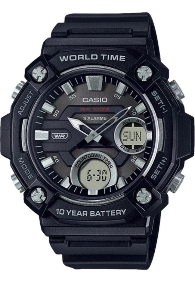 Casio Men’s Heavy Duty Analog-Digital World Time Watch 100M WR 10-Year Battery
