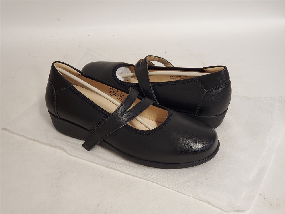 Propet Womens Yara Mary Jane Slip-On Flats Casual Shoes Black Size US 6 WIDE NEW
