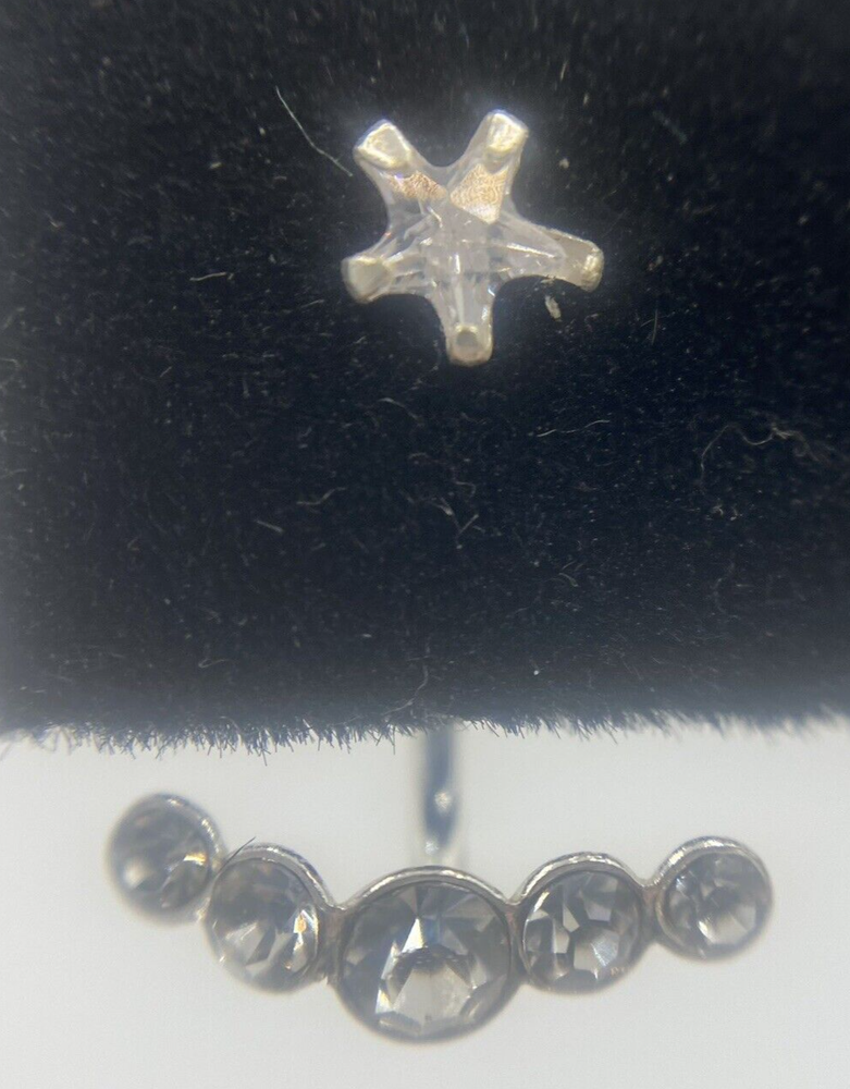 Sterling Silver Ear Jacket Studs Front-back Earrings CZ Stones Womens Teens 925