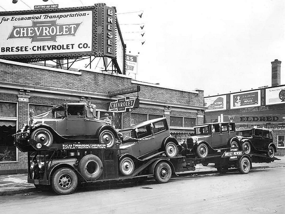 CAR HAULER NEW BRESEE MOTORS CHEVROLET DEALER 5x7 REPRINT