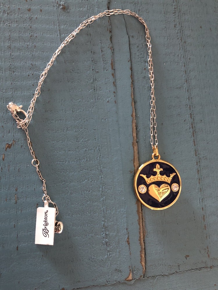 Brighton Simply Charming Dignity Fashionista Necklace with Crown Heart in Blue & Red NWT