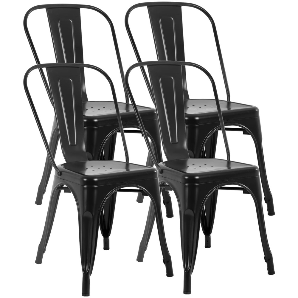 Metal Dining Chairs Set of 4 for Indoor Outdoor Patio Kitchen Use