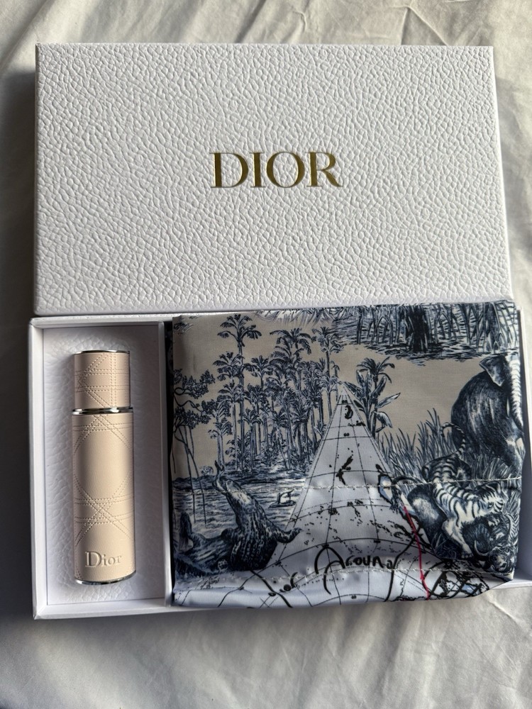 Miss Dior Refillable Travel Perfume Spray. Around The World Bucket Bag Gift Set