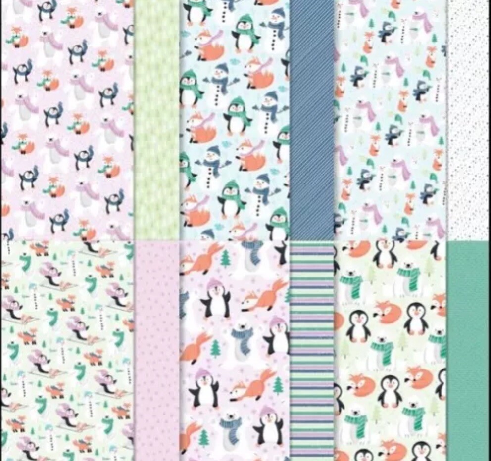 NEW Stampin' Up PENGUIN PLAYMATES Six Sheets 6x6” DSP Ribbon & Cardstock