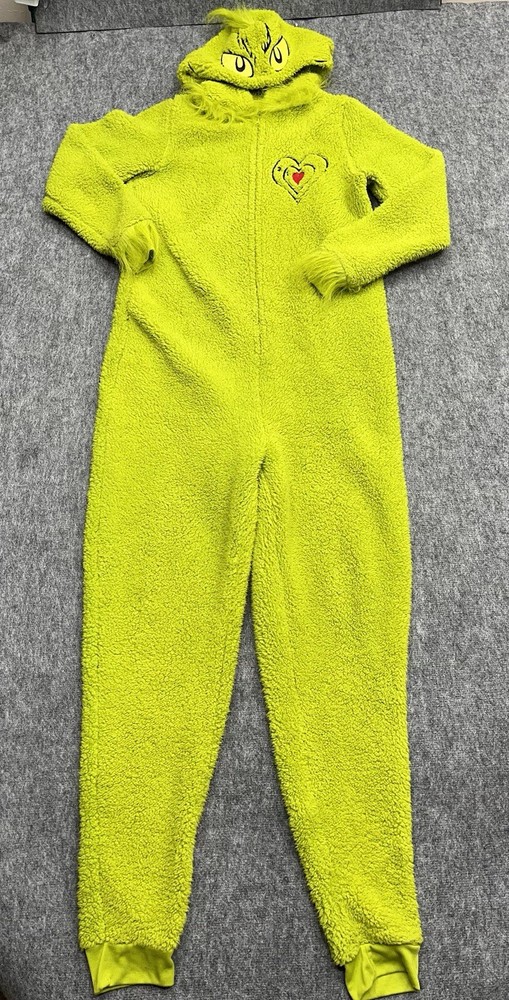 The Grinch Costume One Piece Pajama Suit Hood Womens Medium Size 8-10 Christmas
