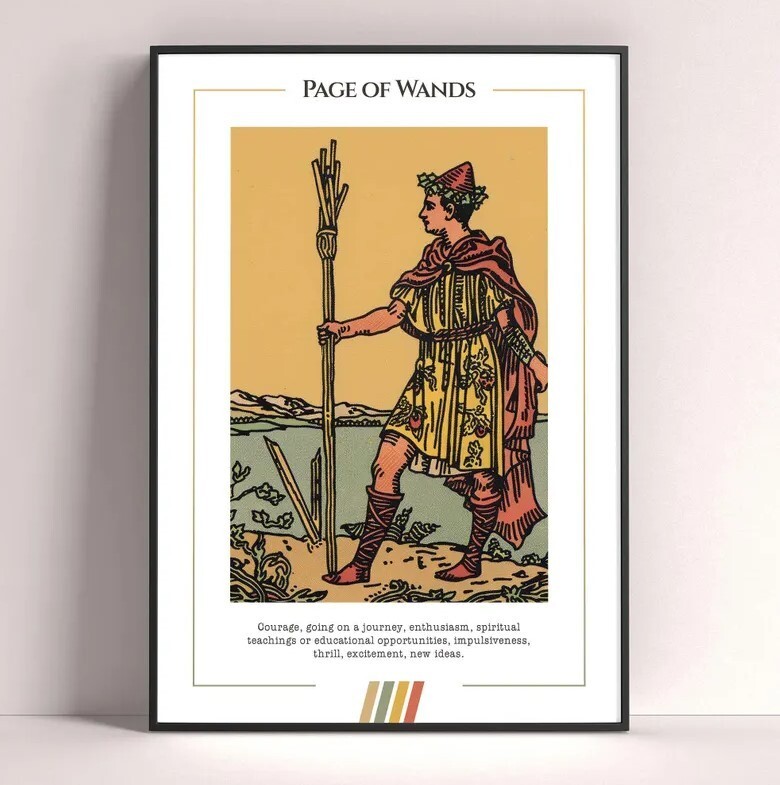 Page of Wands Tarot Card Art Print Digital Download Poster
