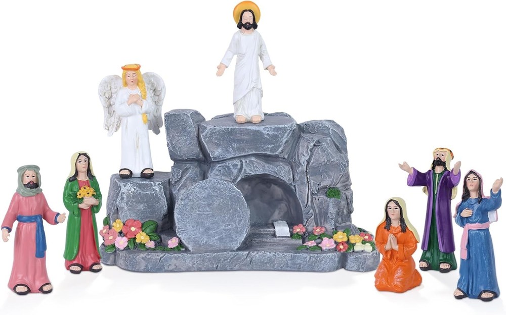 MEETYAMOR Religious Easter Decorations for Home, 8 PCS Resin Jesus Resurrection