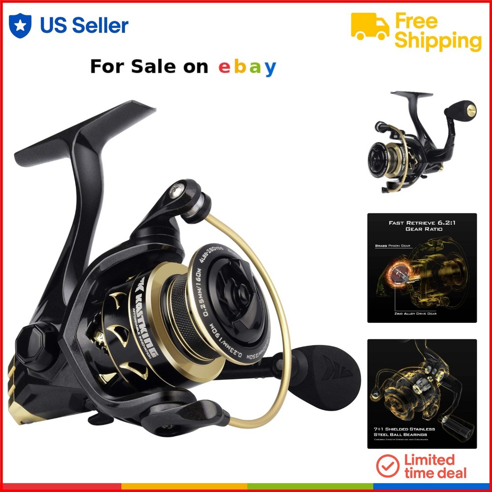 Graphite Spinning Reel 6.2:1 Gear Ratio Braid Ready Lightweight Saltwater Freshwater Fishing