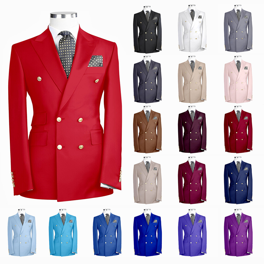 Double Breasted Mens Suit Jacket Formal Business Tuxedo Blazer for Groom Party Prom-image