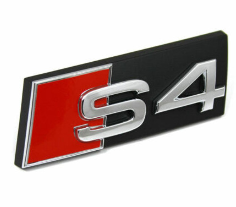 アウディ S4フードエンブレムデカールフロントボンネットグリルバッジロゴクロームブラック