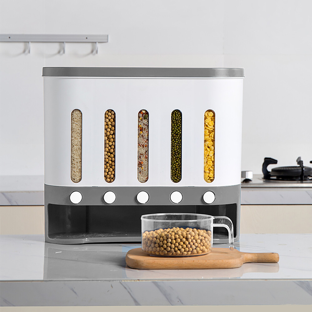 Cereal Dispenser Rice Grain Dry Food Container Storage Wall Mounted Case Kitchen