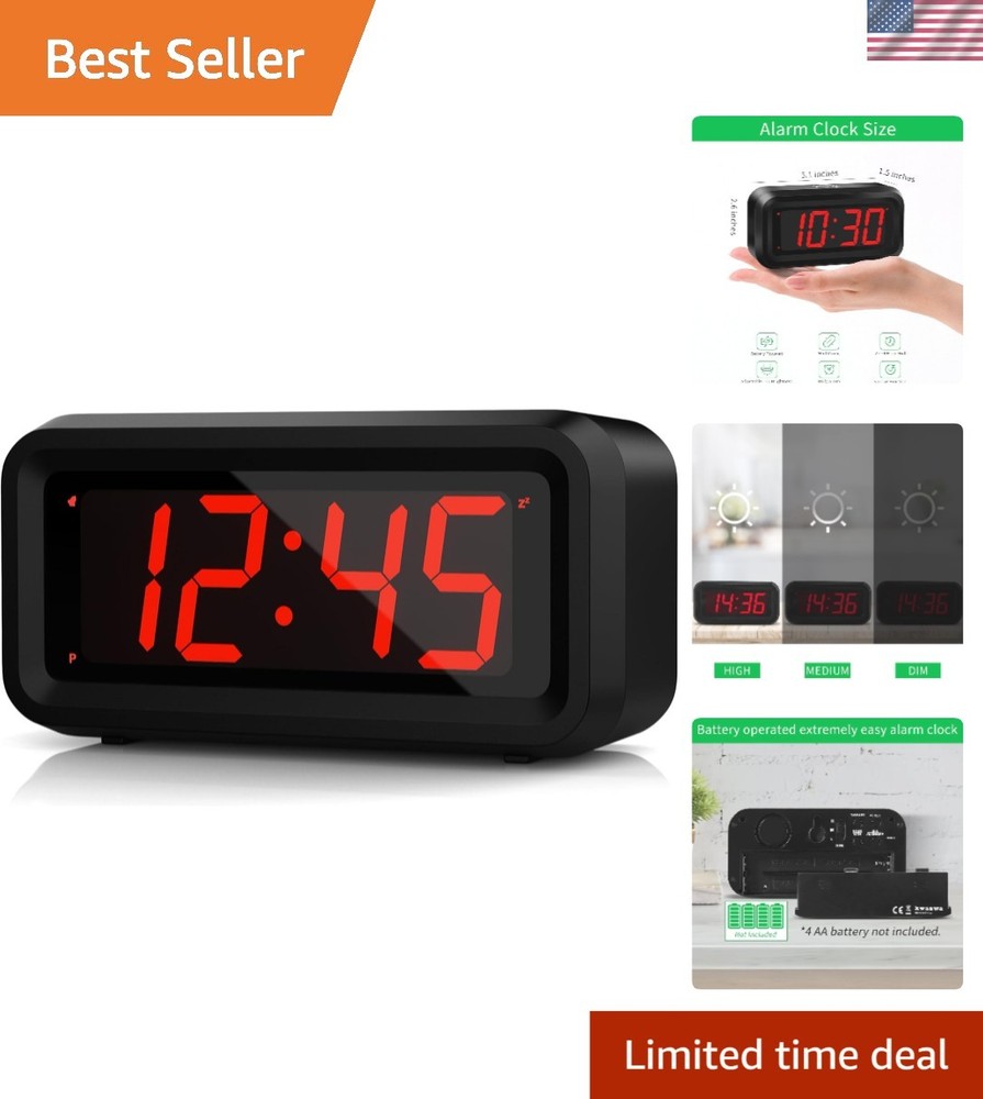 Compact LED Alarm Clock with 1.2'' Display & Night Mode