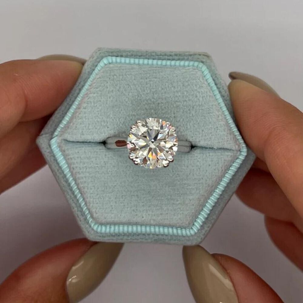 950 Platinum Wedding Ring Round 3 Carat IGI GIA Lab Created Diamond Sizable