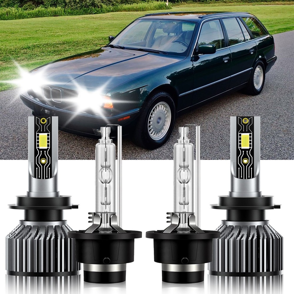 For BMW 525i 2001-2005 H7 D2S LED HID Headlight Bulbs Kit Super Bright 6500K