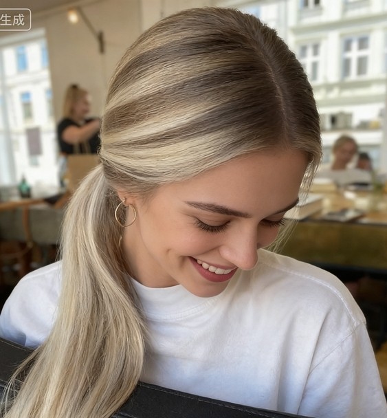 Blonde Highlight 13x4 Lace Front Wig 100% Human Hair Wig Dark Roots