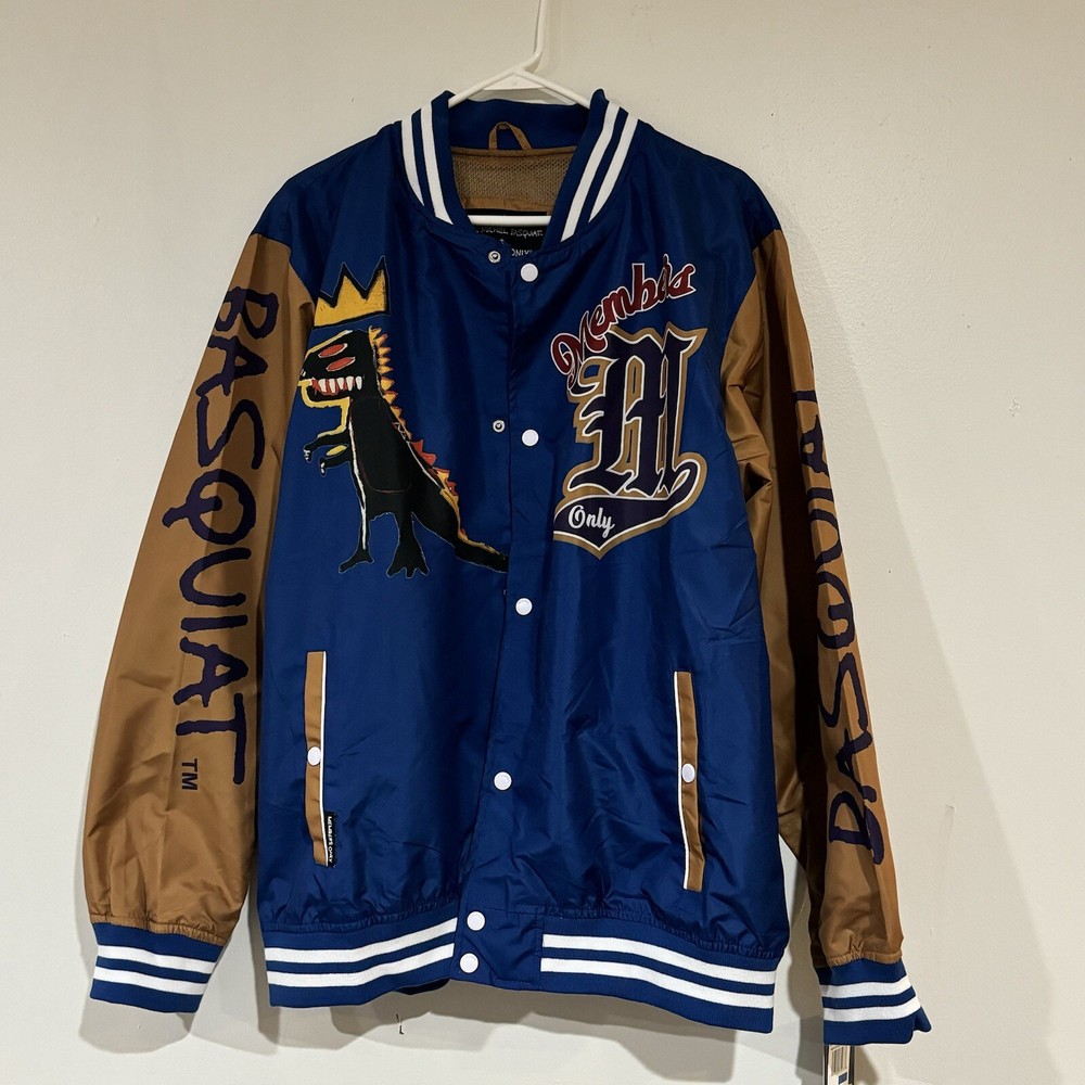 Members Only x Basquiat Varsity Jacket Mens Large with Mona Lisa Graphic-image