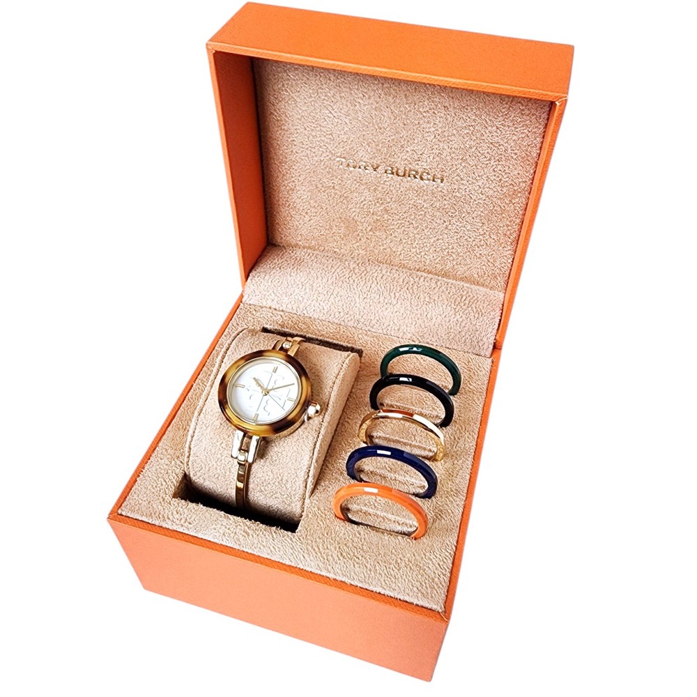 Tory Burch Gigi Gold Bangle Watch Set with Interchangeable Bezels TBW2100
