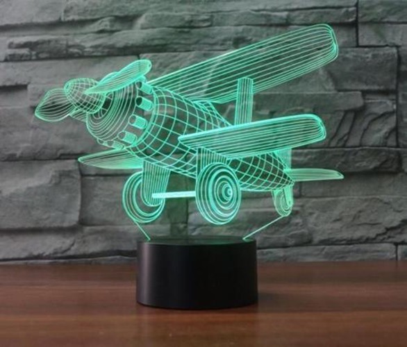 5V Desk Table Lamp Airplane 3D illusion Night Light 7-Color Changing LED Touch H