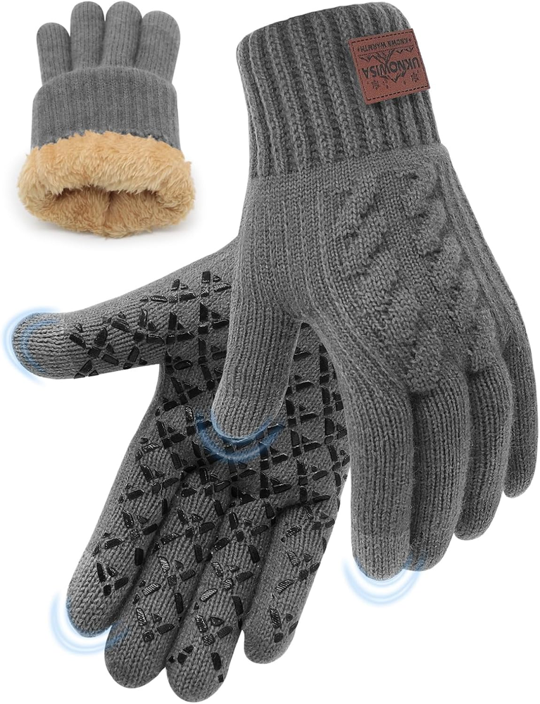 Winter Gloves for Men Women, Warm Fleece Lined with Touch Screen, Thermal Knit w