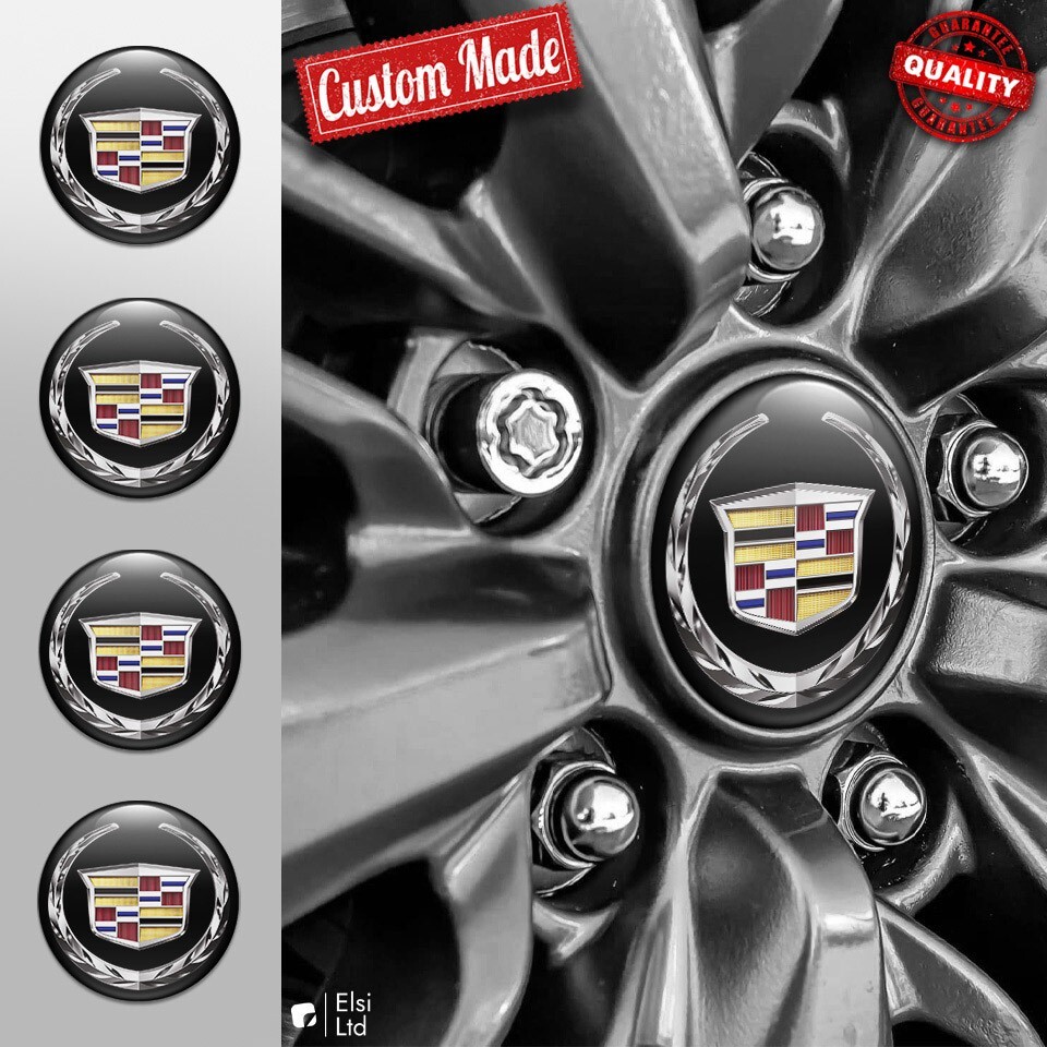 Cadillac Wheel Cap Decals 4-Piece Set Custom Rim Emblem Stickers