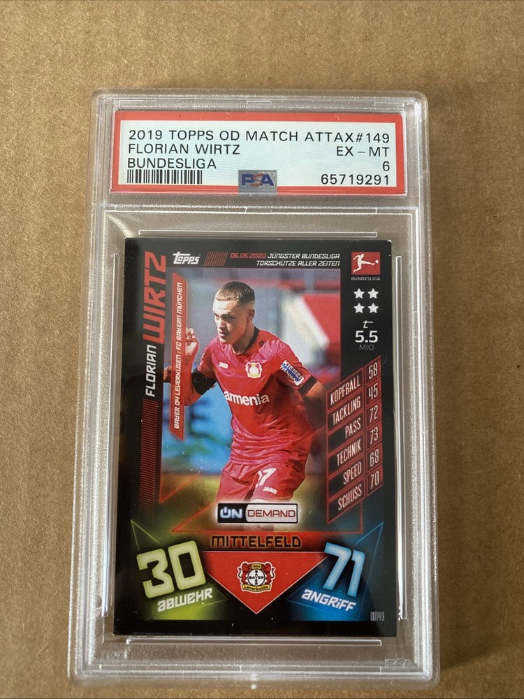 2019-20 Topps Match Attax Bundesliga Florian Wirtz #OD149 PSA 6 ROOKIE SSP