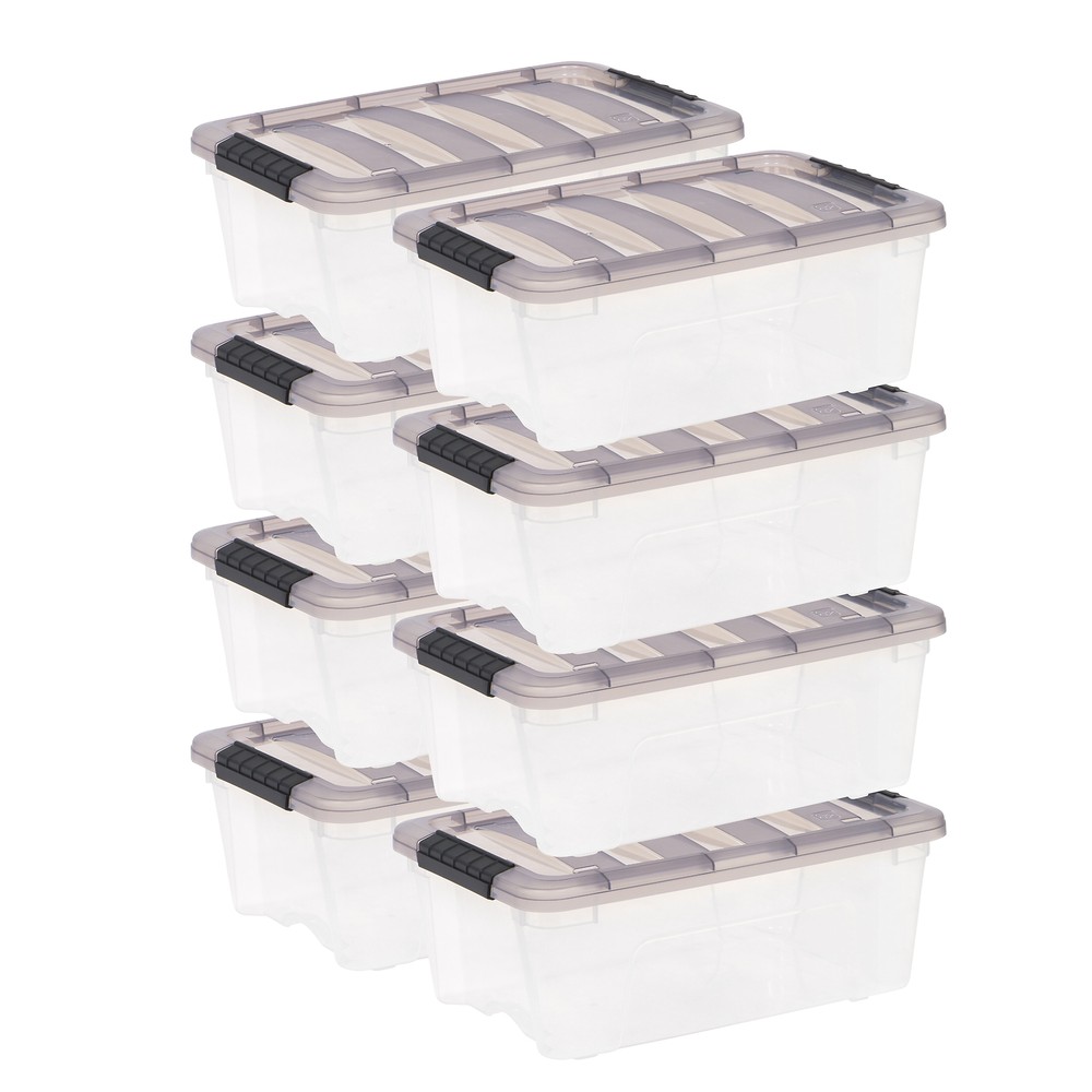 8 Pack IRIS 13 Qt. Plastic Storage Bins with Lids, Stackable Storage Containers