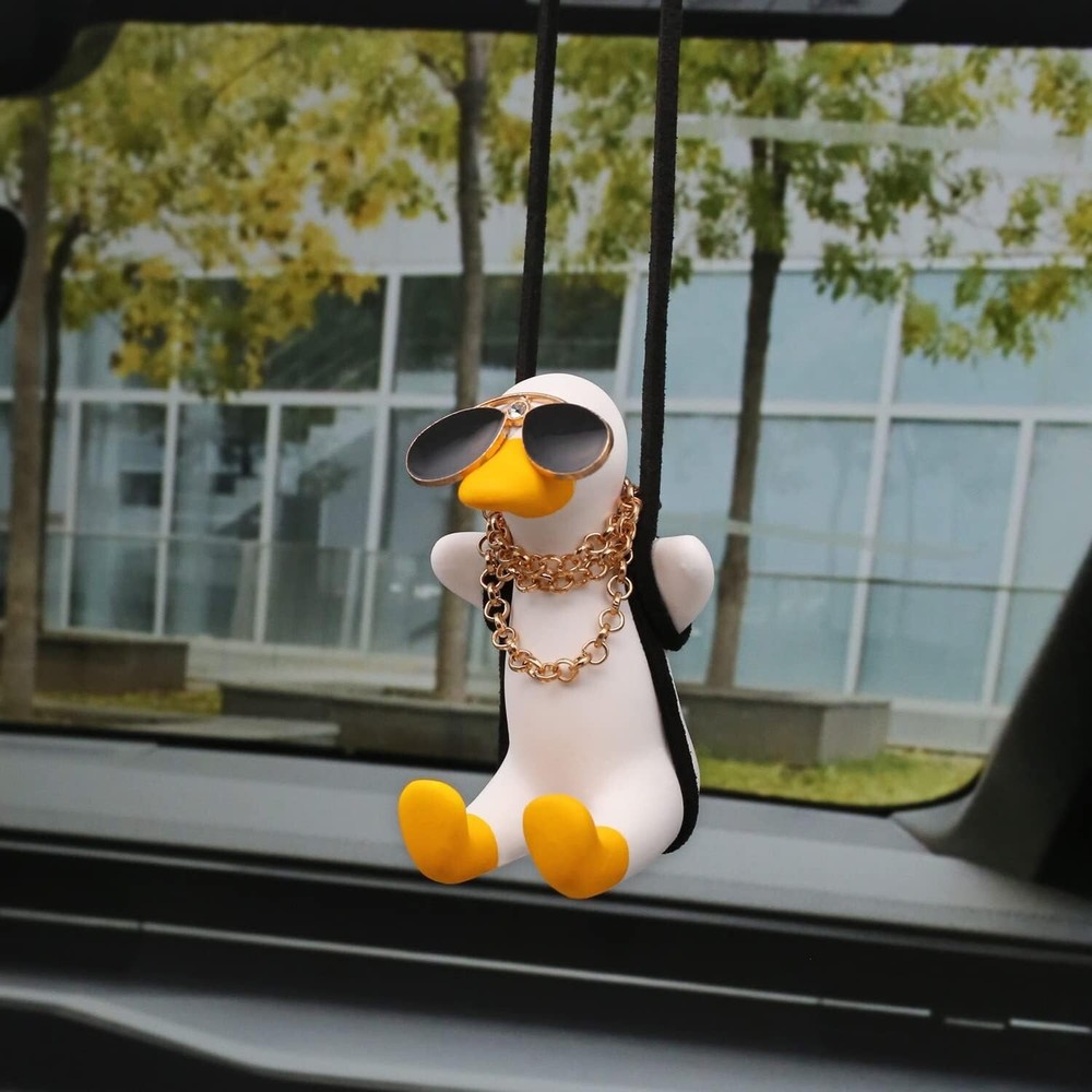Swing Duck Hanging Ornament for Car Mirror Accessories and Stylish Decor