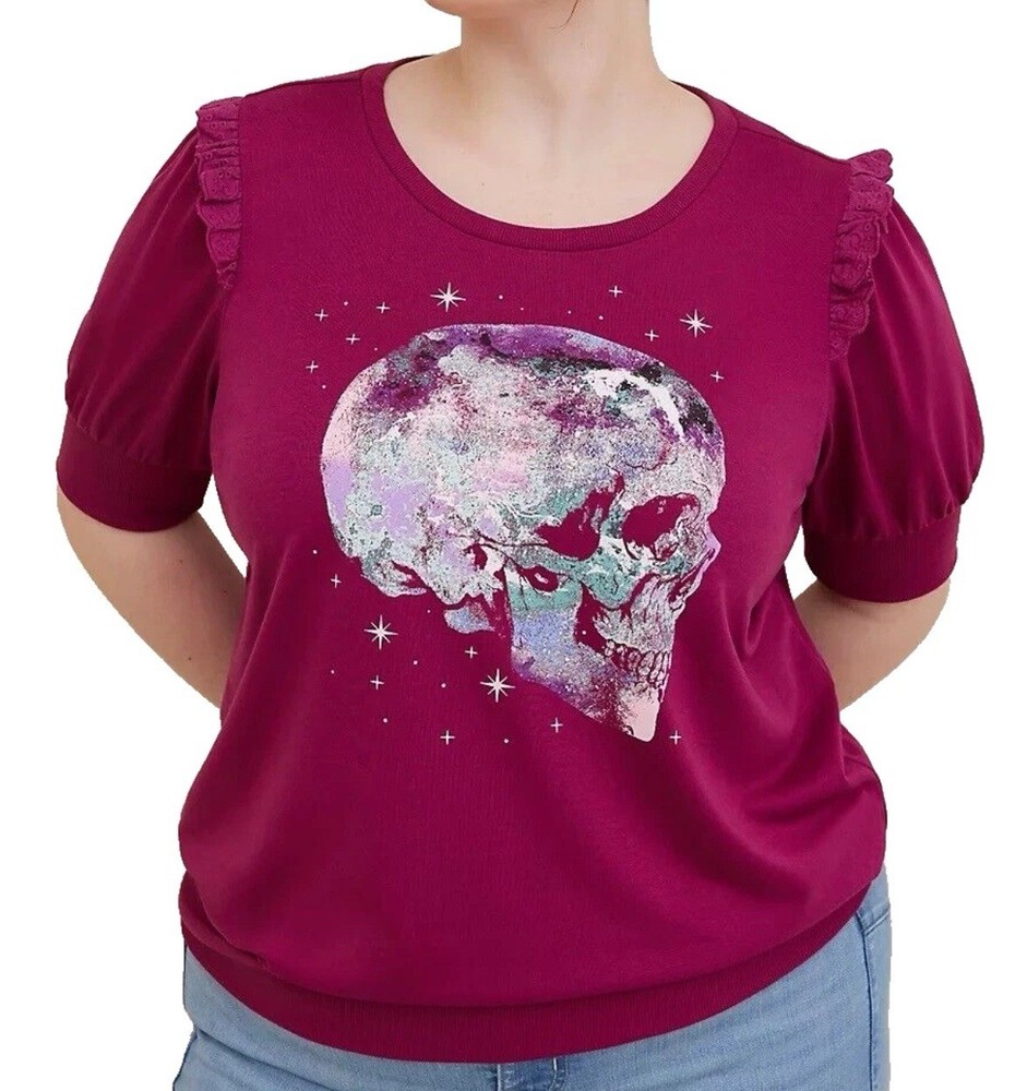 Torrid Graphic Classic Fit French Terry Short Sleeve Sweatshirt Womens Size 00