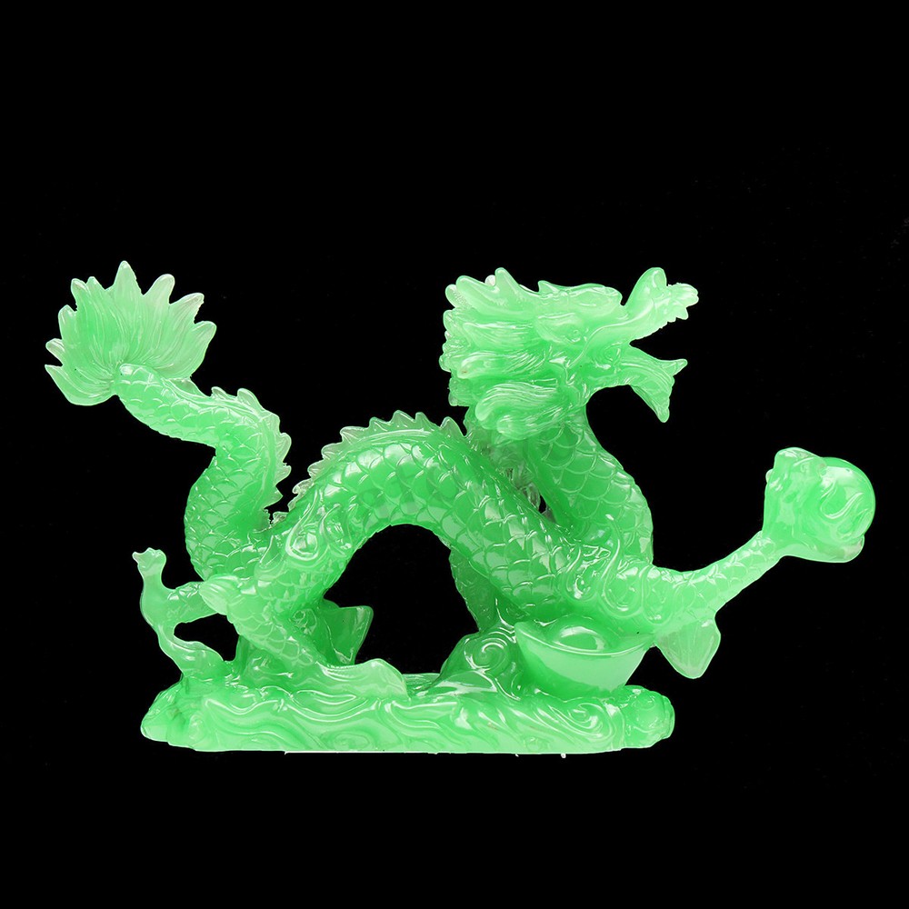 Chinese Feng Shui Green Jadeite Dragon Statue for Home Decor and Holiday Gifting