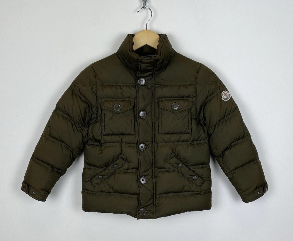 Moncler Kids Size 8 Khaki Green Full Zip Puffer Down Jacket 128cm