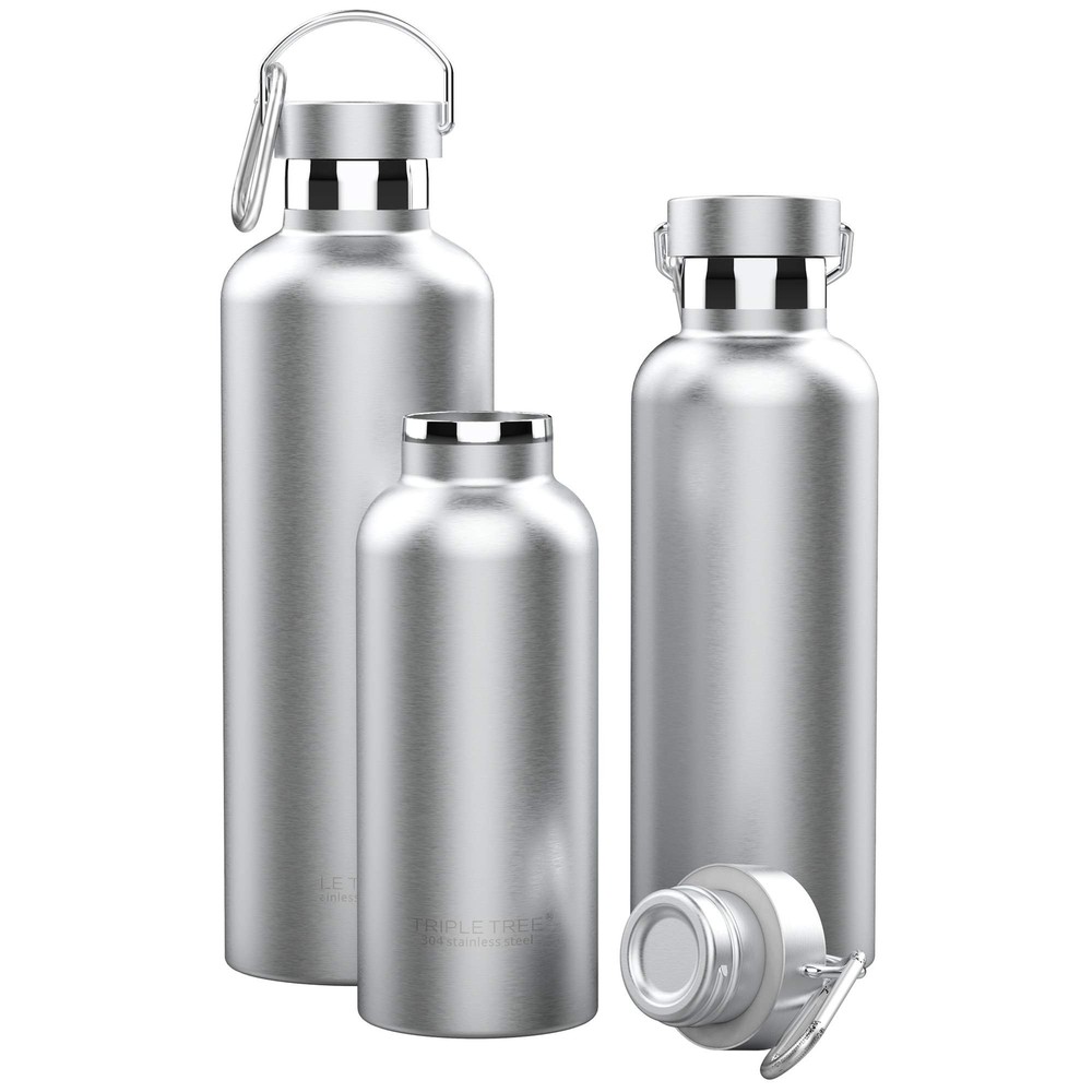 34oz Vacuum Insulated Stainless Steel Water Bottle Double Wall Wide Mouth Lids K