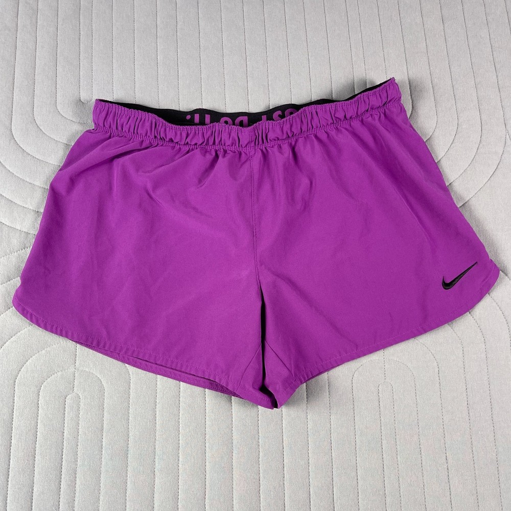 Nike Dri-Fit Purple Running Shorts Women’s Large Athletic Lined Stretch Active