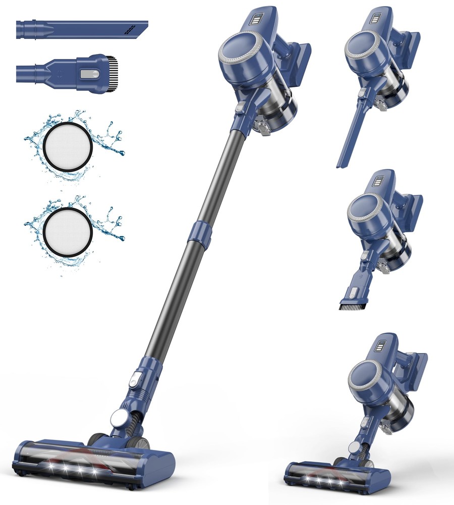 Cordless Vacuum Cleaner, 180W Stick Vacuum with 45 Mins Runtime, 2 Suction Mo...