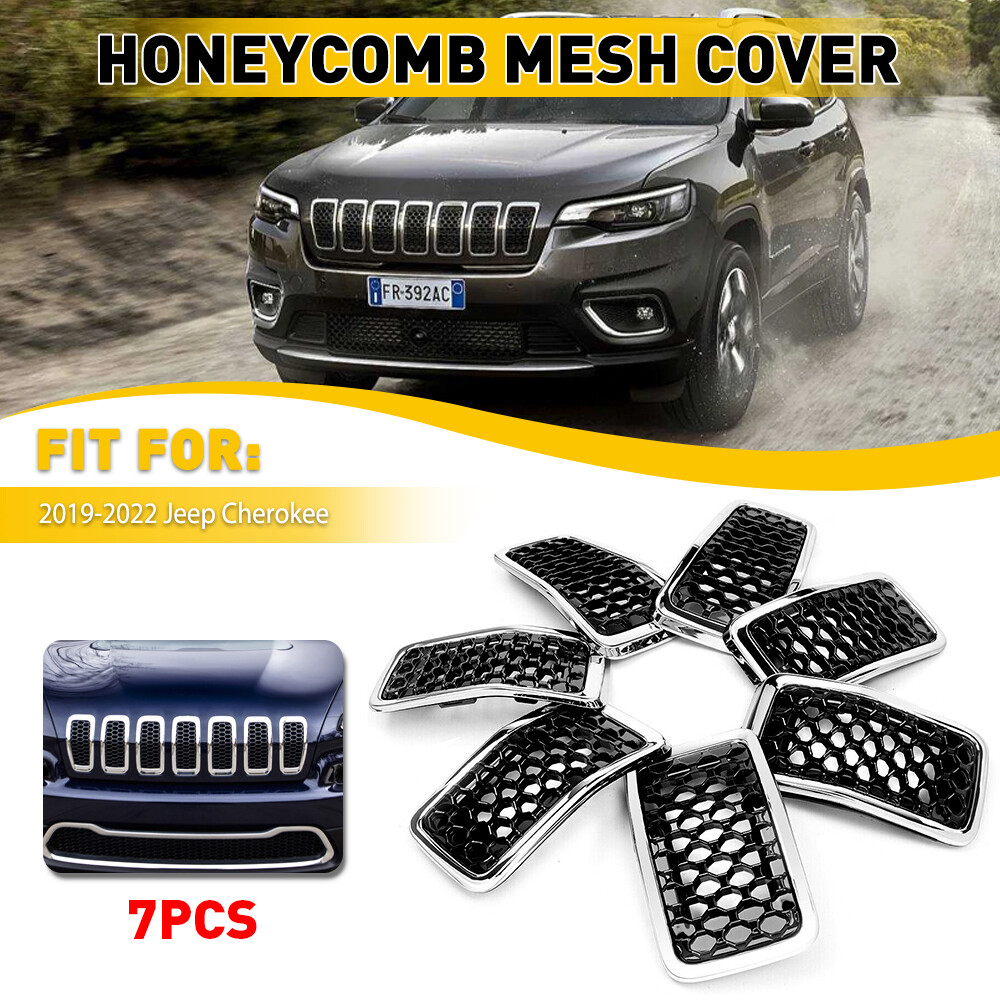 For 2019-21 Jeep Cherokee Front Grill Grille Honeycomb Inserts Mesh Chrome Black