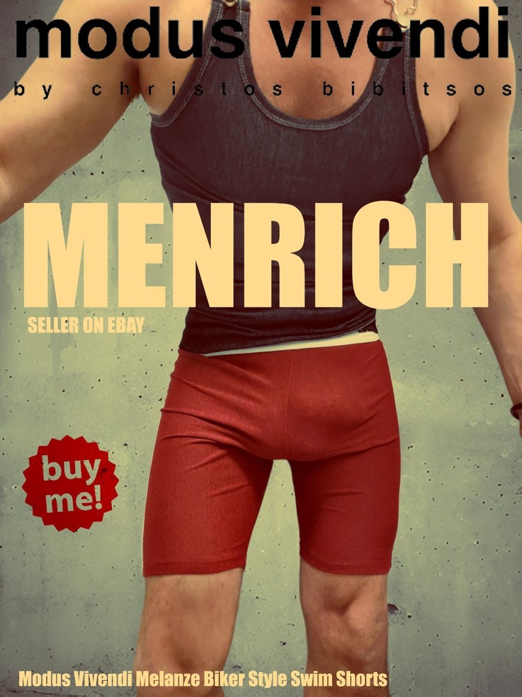 MODUS VIVENDI MELANZE SWIM/RUNNER/CYCLE/GYM BIKER SHORTS. MAROON. MED. 🌈GAY N2N