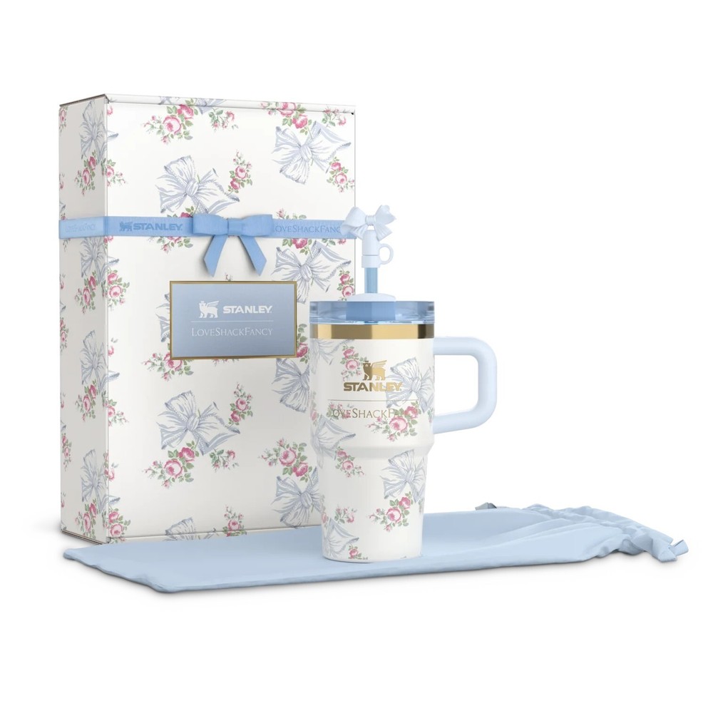 Stanley x LoveShackFancy 20oz Holiday Quencher Tumbler in Rosa Beaux Blue